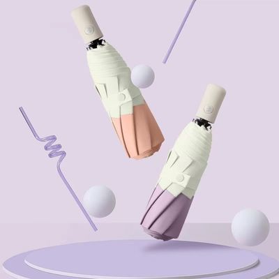 듀플 컬러 8K 3 접는 태양 보호 자동차 우산 자동 접기 MQO 100PCS