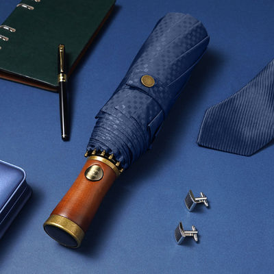 광고 남성용 우산 X315 BSCI 자동 풍수 럭셔리 금색 목재 손잡이