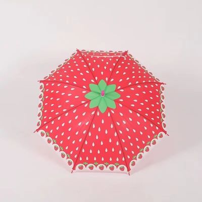 곡선 손잡이 직선 과일 인쇄 어린이 우산 어린이 선물을위한 창의적 디자인