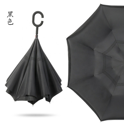 190T 포네기 천 Custom Double Layer C Shape Handle Inverted Umbrella with Logo Prints (포네기 천 Custom Double Layer C Shape Handle Inverted Umbrella with Logo Prints) 190T 포네기 천 Custom 이중 계층 C 모양 손잡이 로고 인쇄로 뒤집은 우산