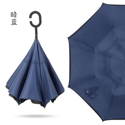 190T 포네기 천 Custom Double Layer C Shape Handle Inverted Umbrella with Logo Prints (포네기 천 Custom Double Layer C Shape Handle Inverted Umbrella with Logo Prints) 190T 포네기 천 Custom 이중 계층 C 모양 손잡이 로고 인쇄로 뒤집은 우산