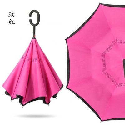 190T 포네기 천 Custom Double Layer C Shape Handle Inverted Umbrella with Logo Prints (포네기 천 Custom Double Layer C Shape Handle Inverted Umbrella with Logo Prints) 190T 포네기 천 Custom 이중 계층 C 모양 손잡이 로고 인쇄로 뒤집은 우산