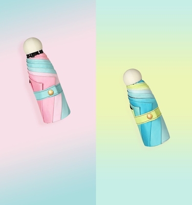 신상품 크리에이티브 그라디언트 모란디 컬러 스타일리시 50% 접이성 자외선 차단제 주머니 우산