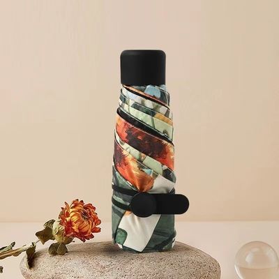 금으로 코팅된 금속 셰프트 다이 우산 일본 및 한국 스타일 5 폴드 미니 UV 주머니