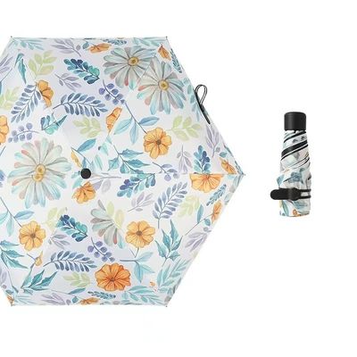 금으로 코팅된 금속 셰프트 다이 우산 일본 및 한국 스타일 5 폴드 미니 UV 주머니