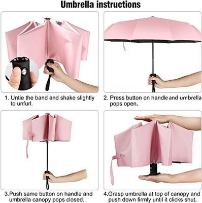 금속 셰프트 분홍색 여자의 여행 우산 햇볕 빗자루 가벼운 자동 개방