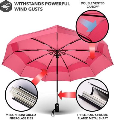 23인치*10k 로즈 파우더 컬러 가짜 더블 캐노피 여행 우산