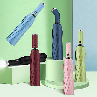 회전 LED 손전등 손잡이 여행 및 광고용 자동 접기 우산