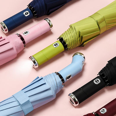 회전 LED 손전등 손잡이 여행 및 광고용 자동 접기 우산