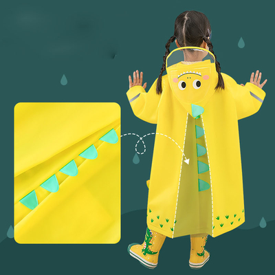 사용자 지정 로고 인쇄 EVA 반사 줄무늬와 크기를 확장 한 어린이 레인 코트