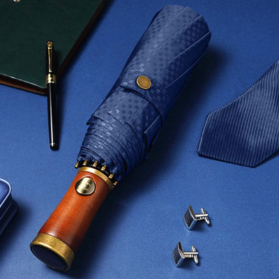 X315 목재 디자인 남성 자동 바람 막아 삼중 접는 우산 맞춤형 색상