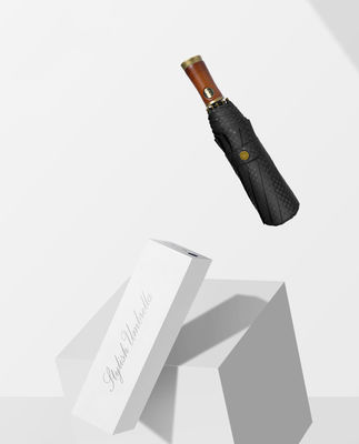 광고 남성용 우산 X315 BSCI 자동 풍수 럭셔리 금색 목재 손잡이