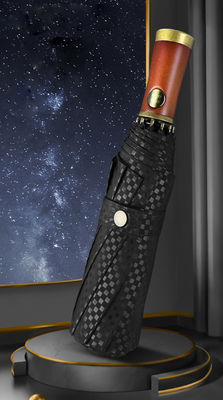 광고 남성용 우산 X315 BSCI 자동 풍수 럭셔리 금색 목재 손잡이