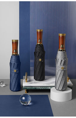 광고 남성용 우산 X315 BSCI 자동 풍수 럭셔리 금색 목재 손잡이