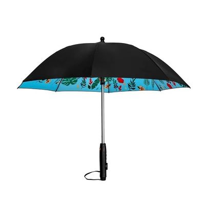 유리섬유 프레임 자동 개방 USB 충전 팬 우산 물 스프레이와 자외선 보호