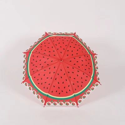 곡선 손잡이 직선 과일 인쇄 어린이 우산 어린이 선물을위한 창의적 디자인