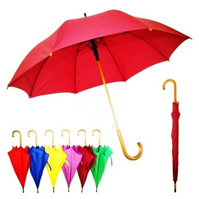 오토 오픈 긴 유리섬유 프레임 나무 손잡이 및 사용자 정의 디자인과 함께 스틱 우산