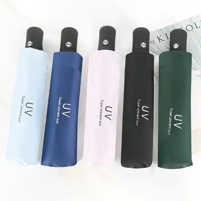 미니멀리즘 스타일 삼중 자동 우산 자외선 차단제 및 이중 UV 보호