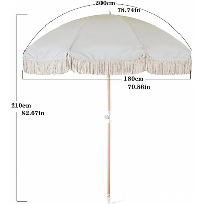 맞춤 인쇄 목조 Patio 우산과 Tassels 고객의 로고 사용자 정의