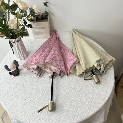 여행 기회 단순 분홍색 두 번 접힌 수직 우산 가볍고 실용적