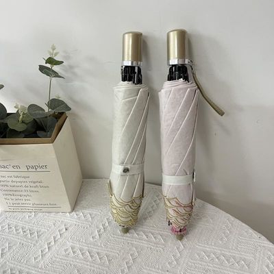 여행 기회 단순 분홍색 두 번 접힌 수직 우산 가볍고 실용적