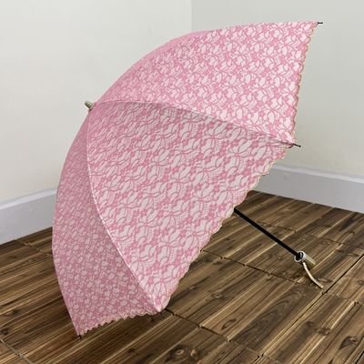 여행 기회 단순 분홍색 두 번 접힌 수직 우산 가볍고 실용적