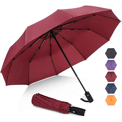 맞춤형 로고 세 섹션 접는 우산 비와 태양 듀얼 스틸 샤프트 디자인