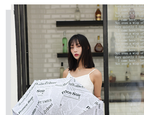 신문 인쇄 우산 사용자 지정 로고 3 겹 자외선 저항 유리 섬유 프레임