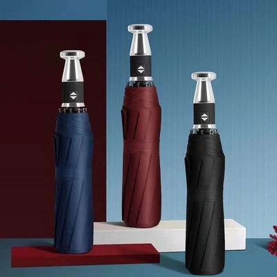특수 손잡이 3 접는 직선 인쇄 우산 태양 및 비 120cm 오픈 지름