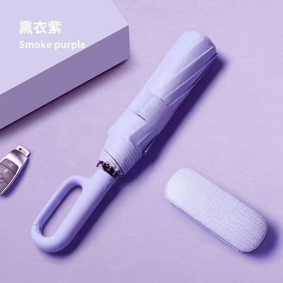 사용자 지정 로고 인쇄 된 UV 보호 및 Buckle 잠금 손잡이와 함께 휴대 할 수 있는 우산