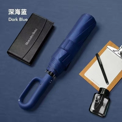 사용자 지정 로고 자동 개방 및 항 자외선 보호가 있는 삼중 접기 우산